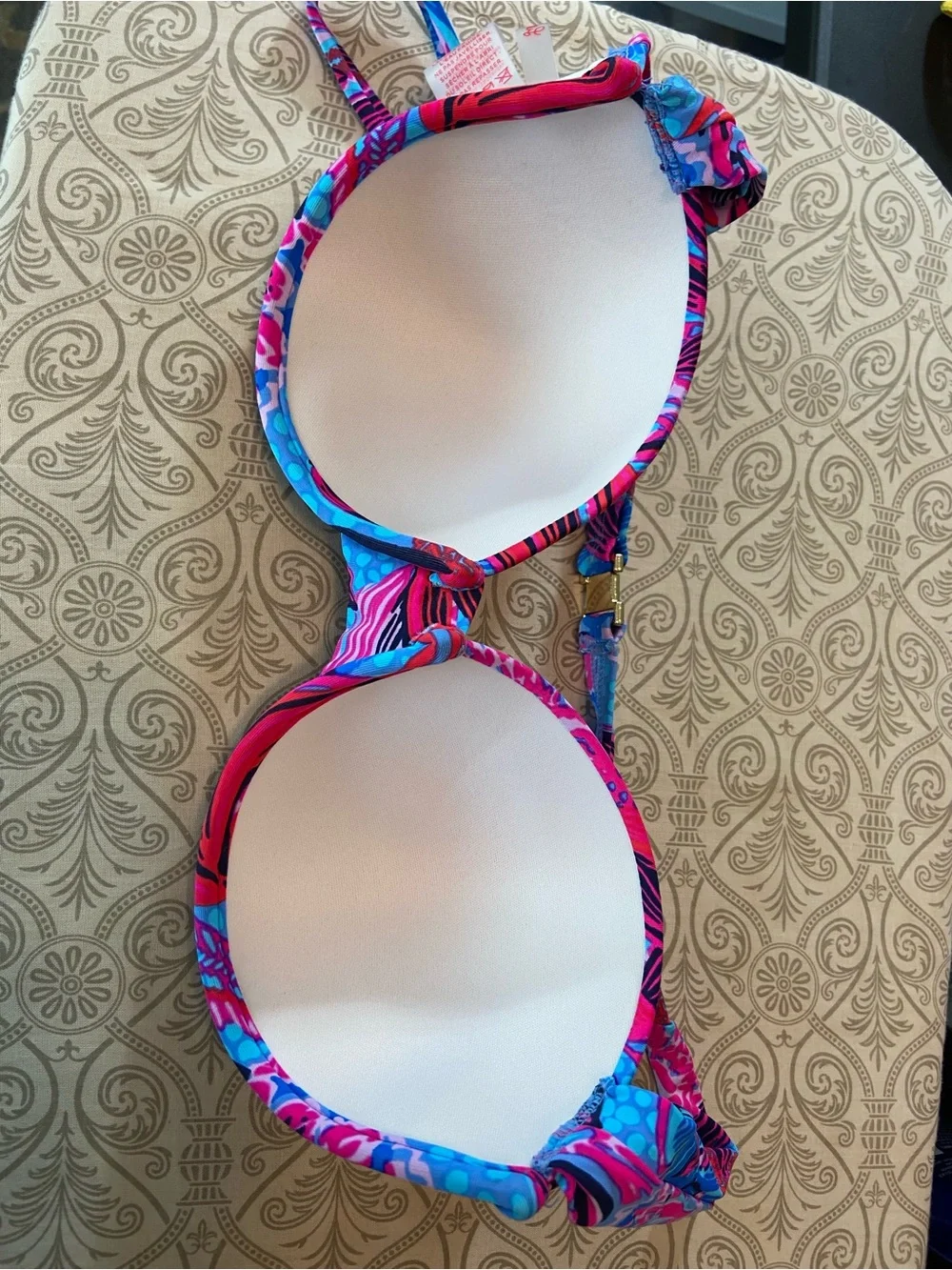 Lilly Pulitzer Gasby Ruby Red Wild Times Tropical Underwire Bikini Top Size 8